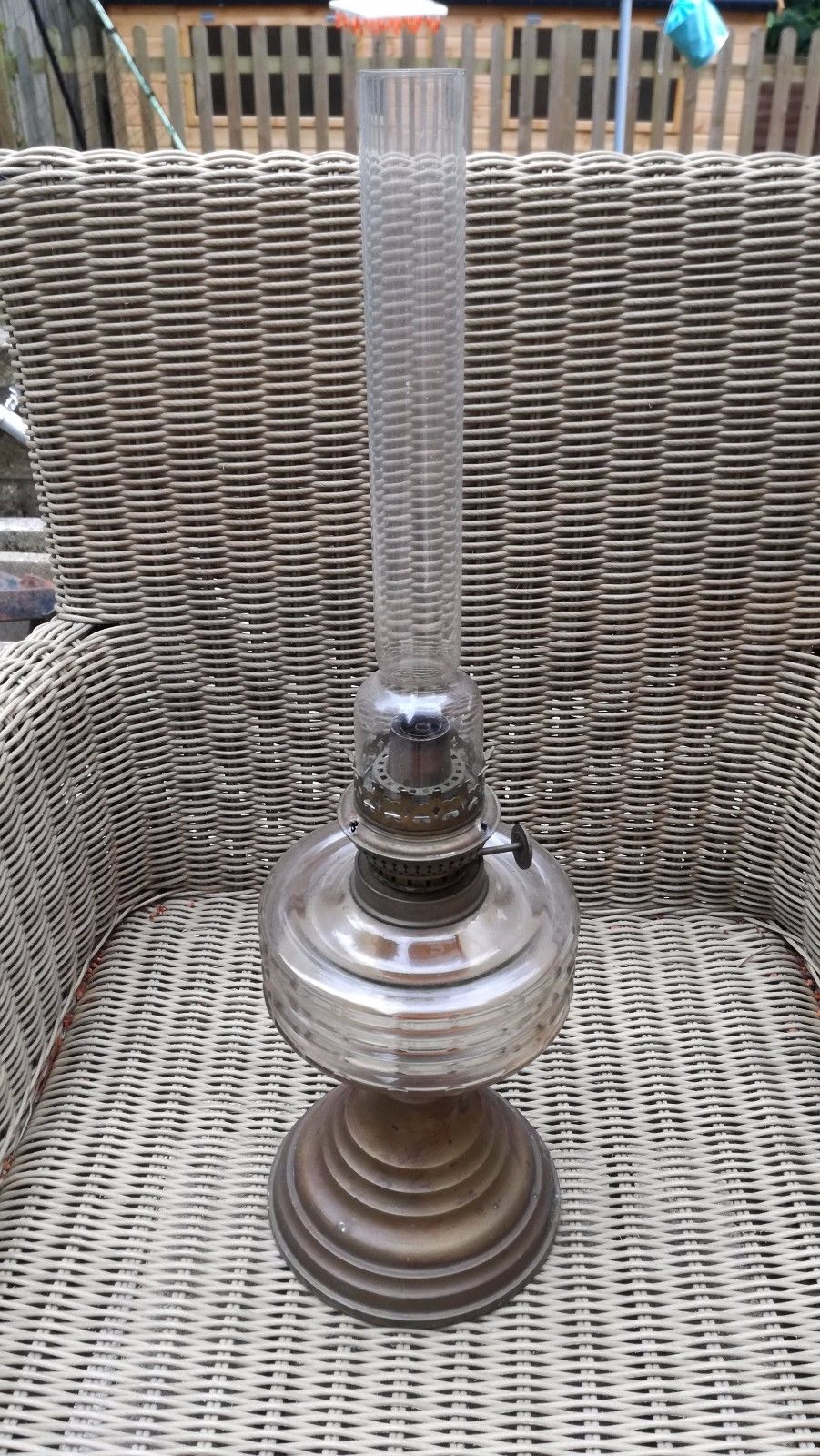Antique Oil Lamp with Kosmos Brenner Burner With Milk Glass Shade