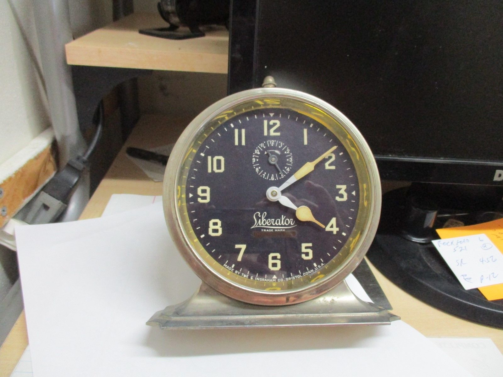 INGRAHAM 8 DAY "LIBERATOR" ALARM CLOCK RUNNING ANTIQUE COLLECTIBLE