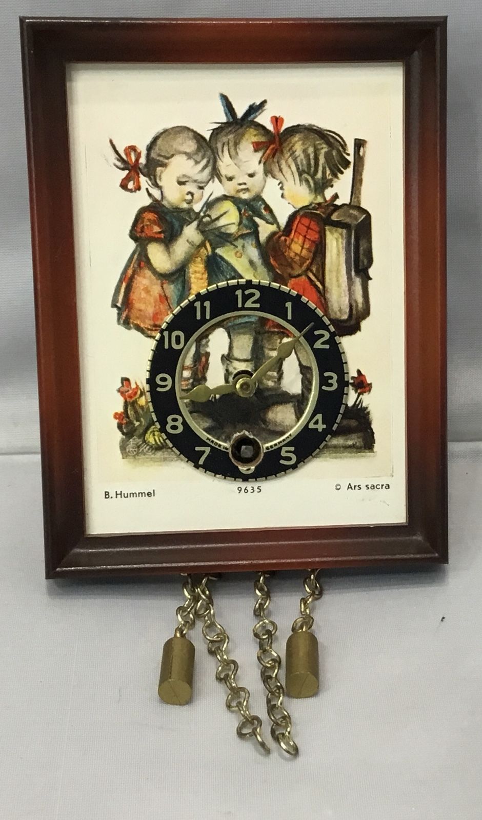 Vintage B Hummel Pendulum Windup Clock Germany 9635 ARS SACRA Mini