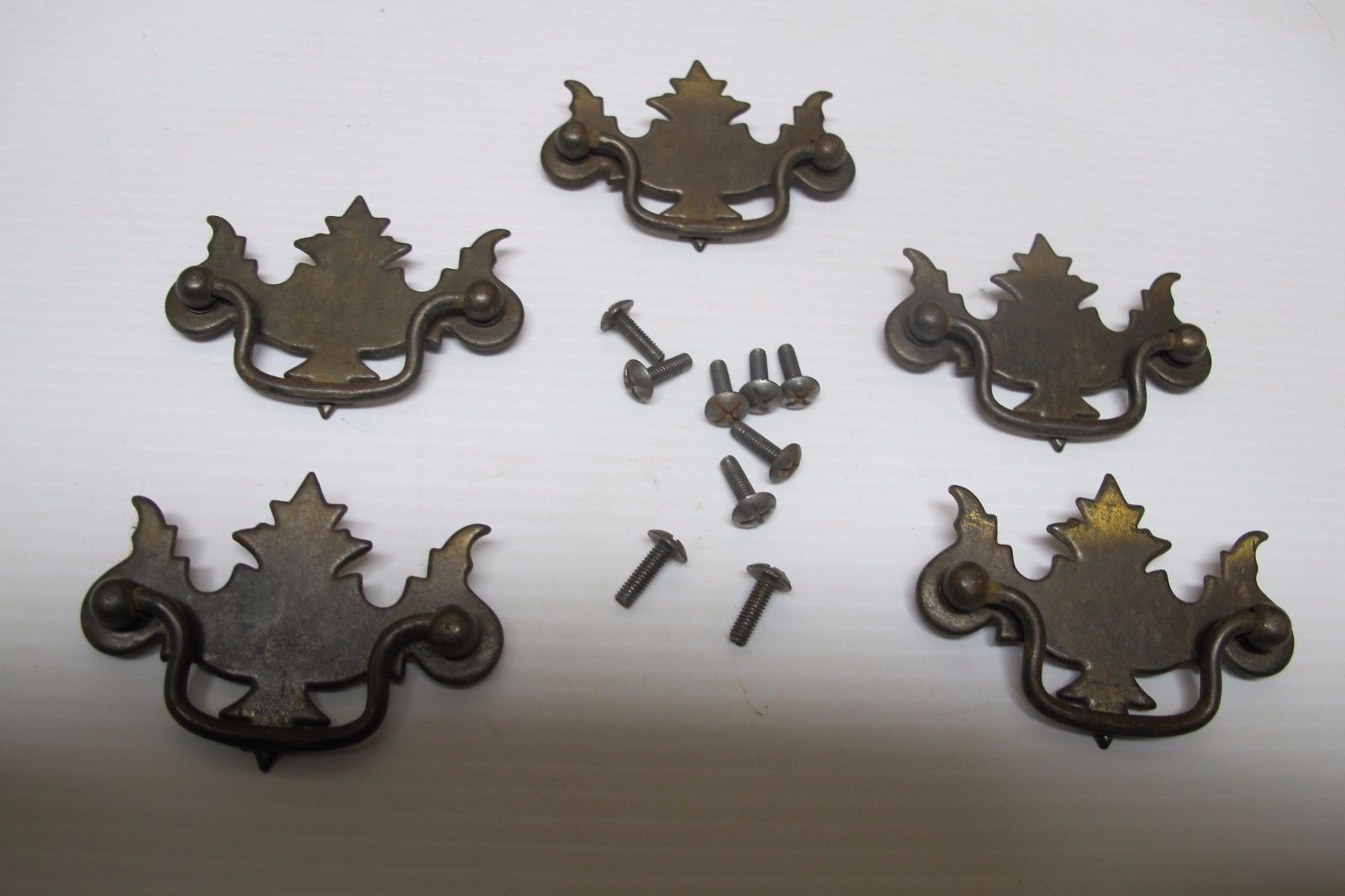 5 Antique Hinges 9 Screws From A Walnut Secretary Desk 1900 S