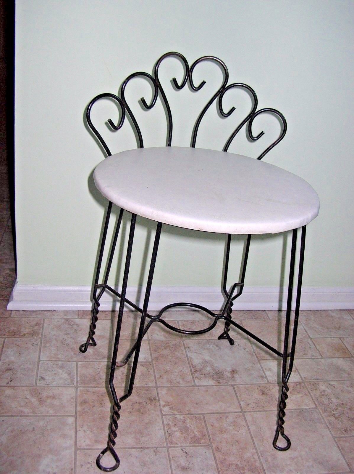 Vintage Bent Wire Vanity Chair Stool Shell Fan Back Antique Price