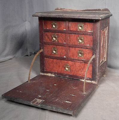 Antique Walnut Tiger Maple Civil War Field Desk Campaign Miniature