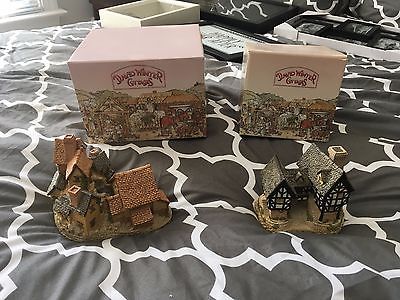 Lot Of 2 David Winter Cottages Tudor Manor House Brookside