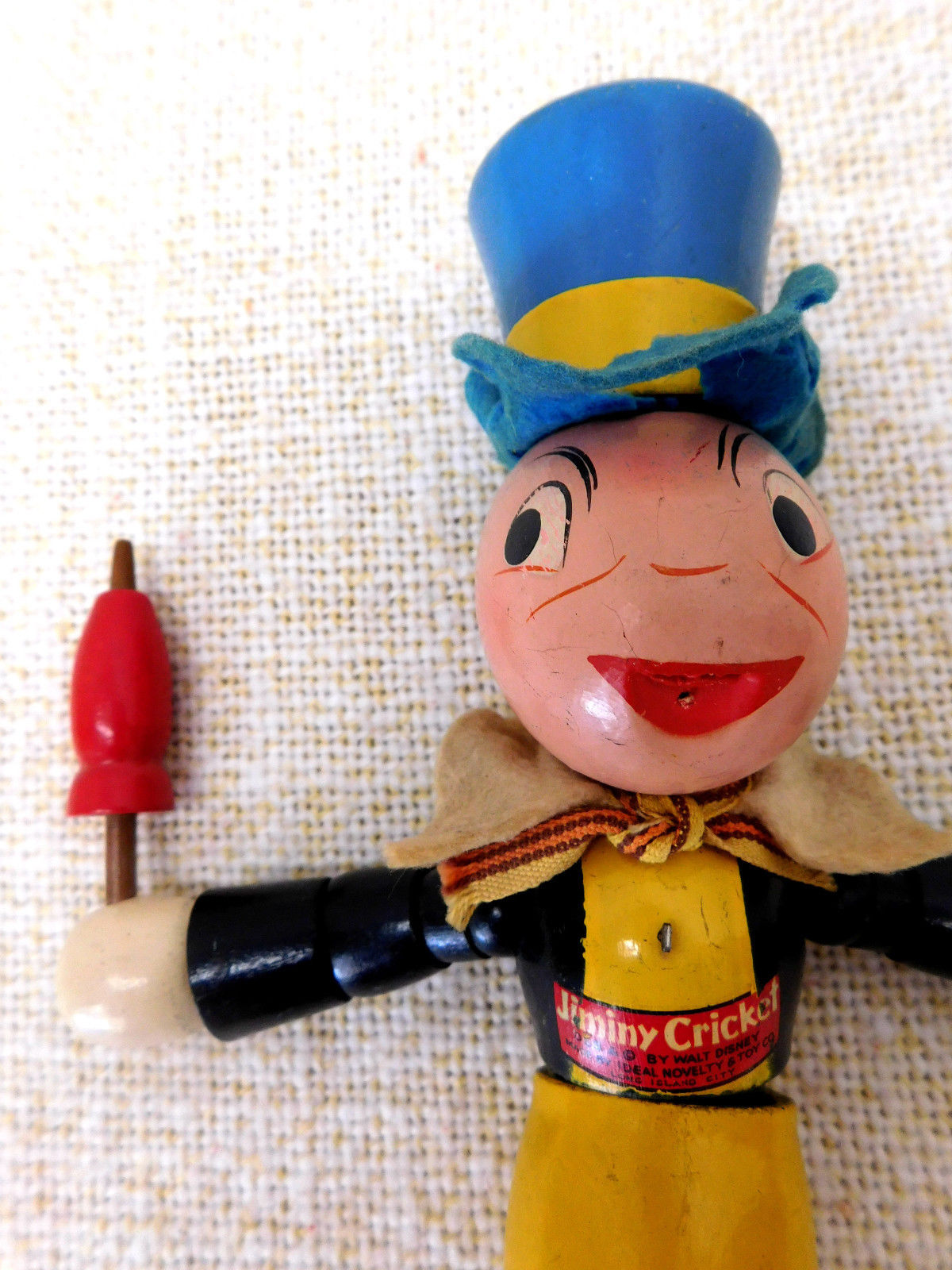 Antique Vintage Disney Toy Ideal Wooden Jointed Doll Jiminy Cricket ...