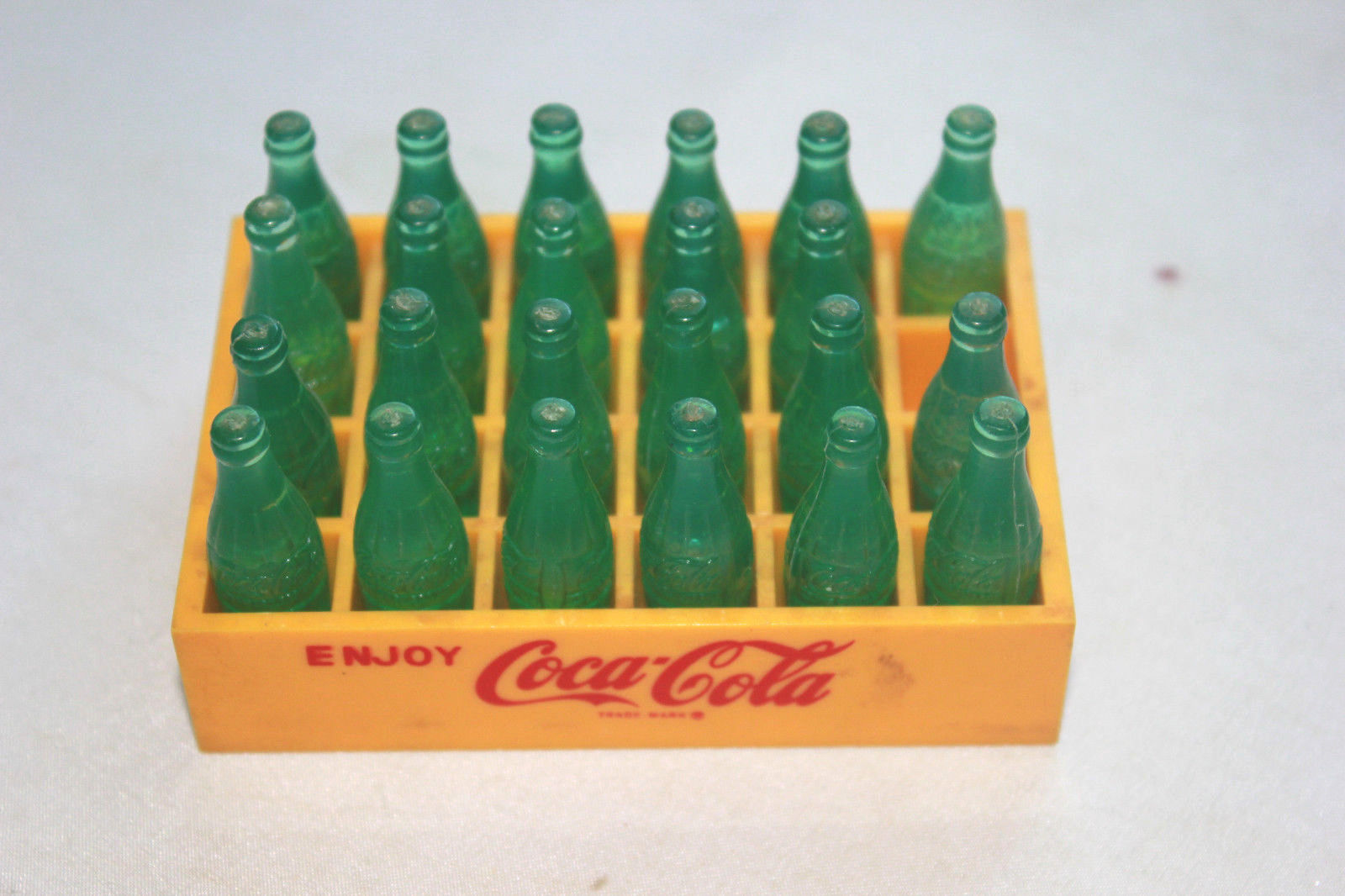 Vintage Miniature Coca Cola Mini Bottles Coke Yellow Case Crate Missing 1 Bottle Antique Price Guide Details Page