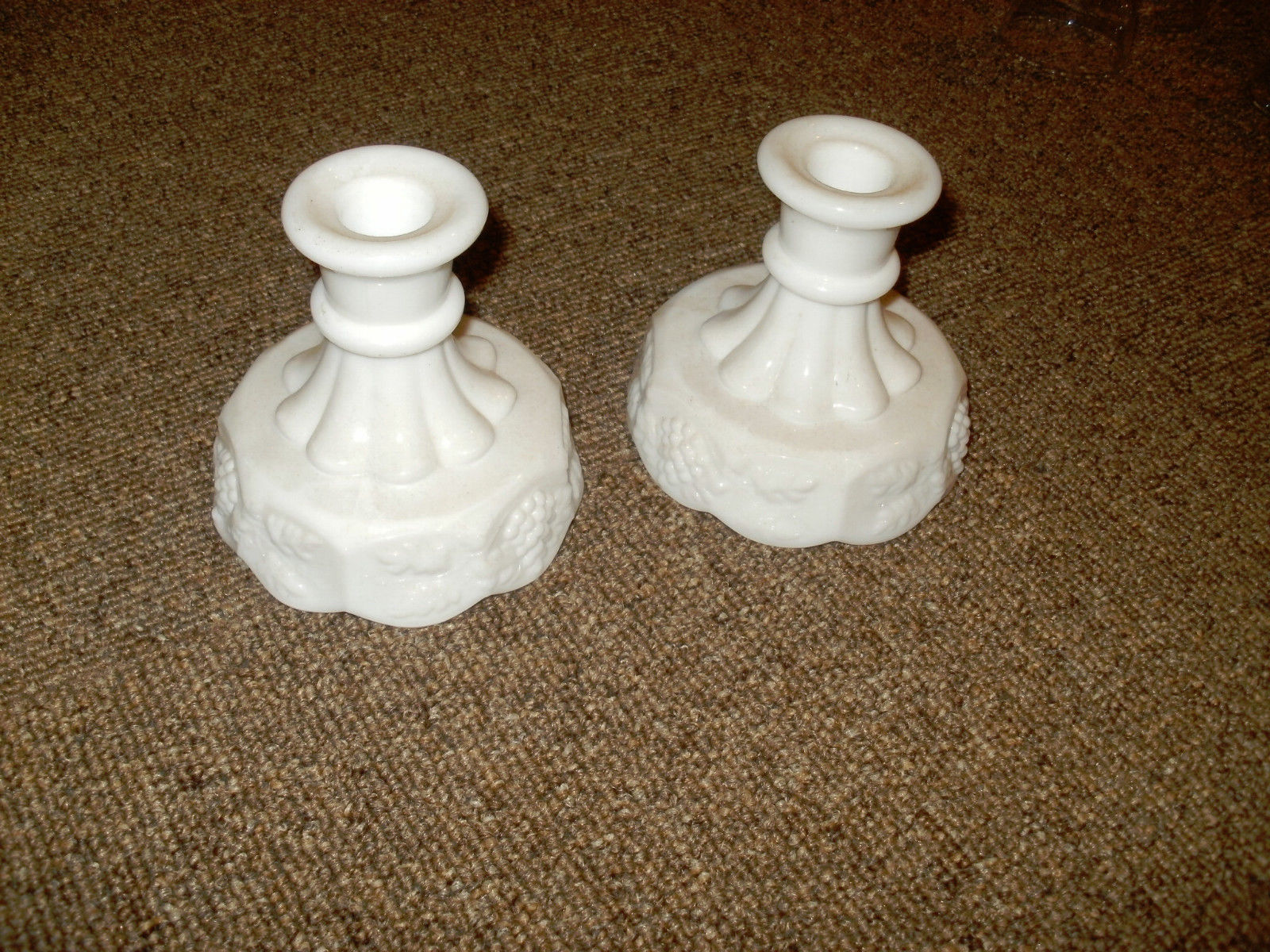 Westmoreland paneled grape milk glass candle sticks antique price