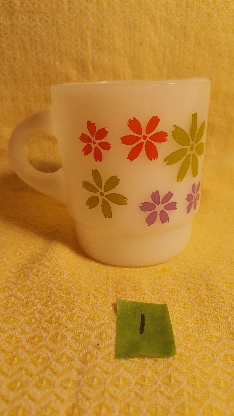 Fire King Multicolor Flower C Handle White Milk Glass Mug Anchor Hocking 1 Of 3 Antique Price Guide Details Page