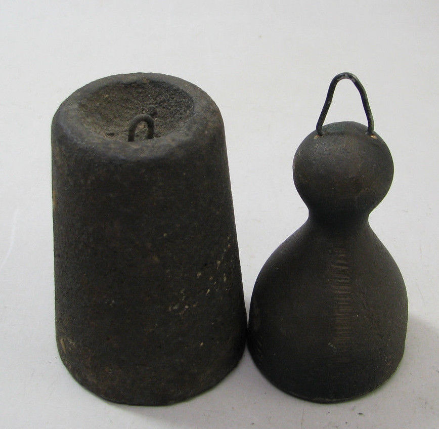 PAIR OF ANTIQUE OG WOODEN WORKS WEIGHT DRIVEN CLOCK WEIGHTS PARTS