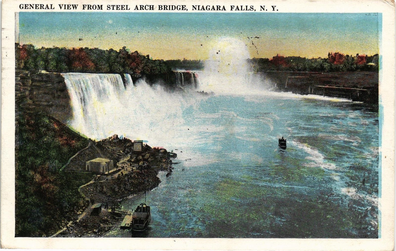 DR JIM STAMPS US POSTCARD VIEW FROM STEEL ARCH BRIDGE NIAGARA FALLS 1922 Antique Price Guide