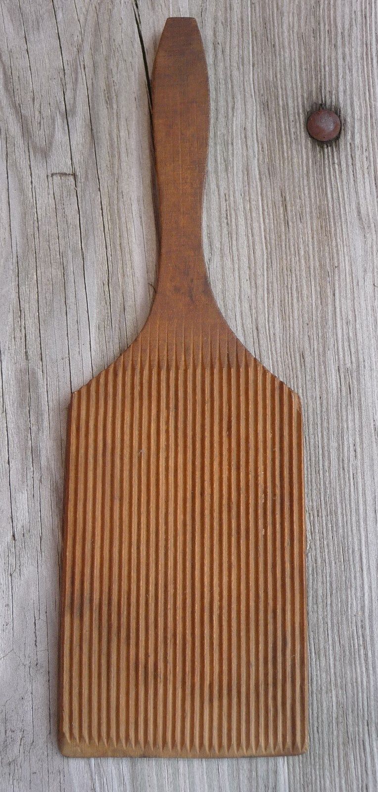 VINTAGE GROOVED WOODEN BUTTER CHURN PADDLE SHAPER 11" LONG Antique