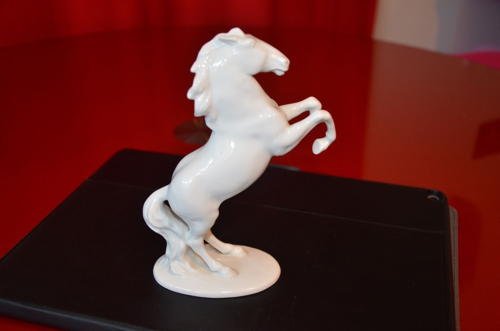 white porcelain horse statue