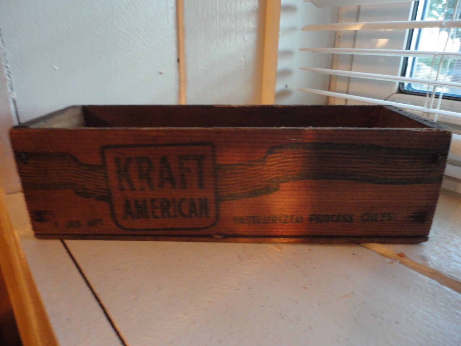 Vintage Old Kraft American Cheese Wood Box Crate 2 lbs Antique Price