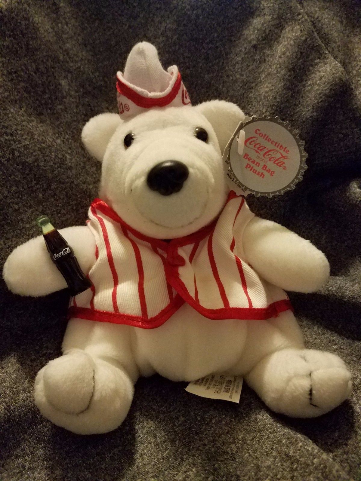Coca Cola Polar Bear In Soda Fountain Outfit Original Bean Bag Plush 1998 Antique Price Guide Details Page