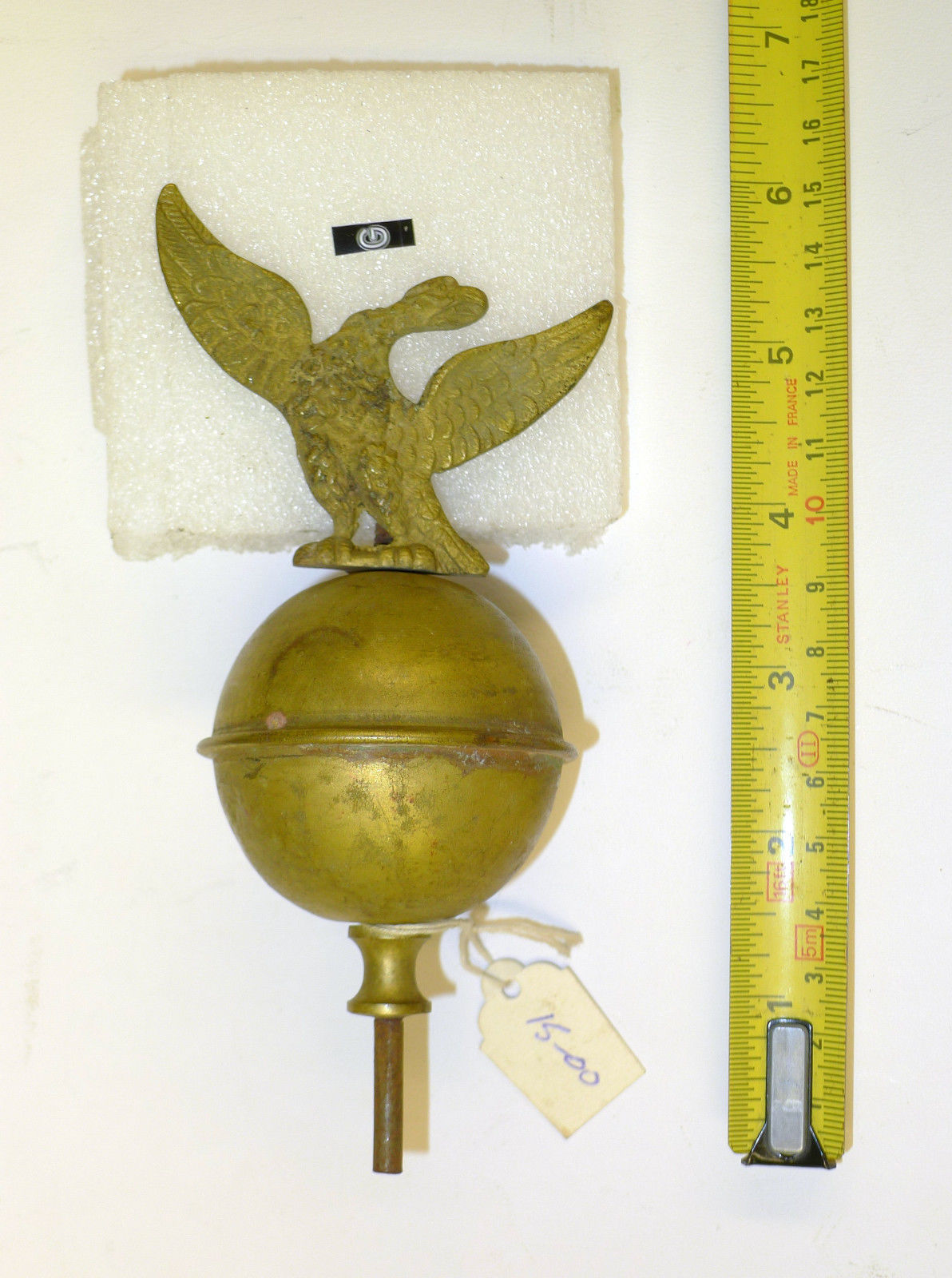 G) Lovely Cast Brass Single Antique EAGLE BALL LONGCASE CLOCK FINIAL