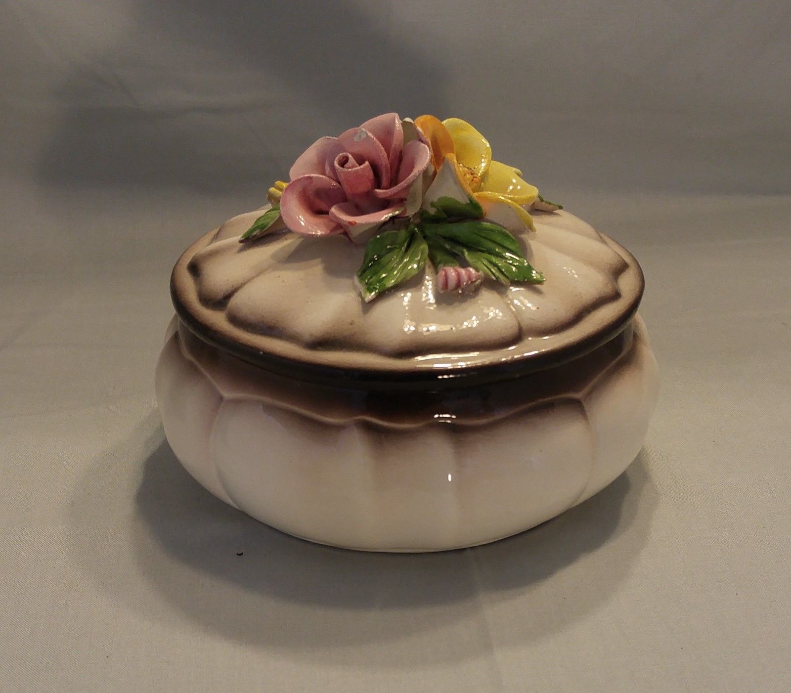 Vintage Capodimonte Candy Dish with Floral Lid Super Condition
