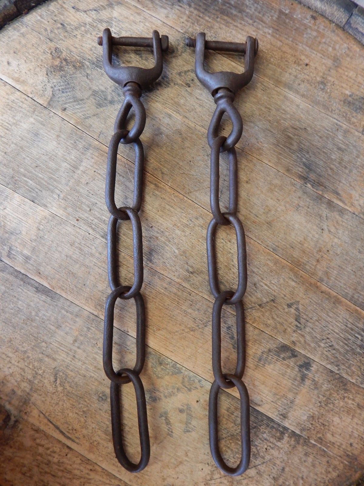 2 Antique Iron Long Link Horse Harness Chains Vintage Farm Tools