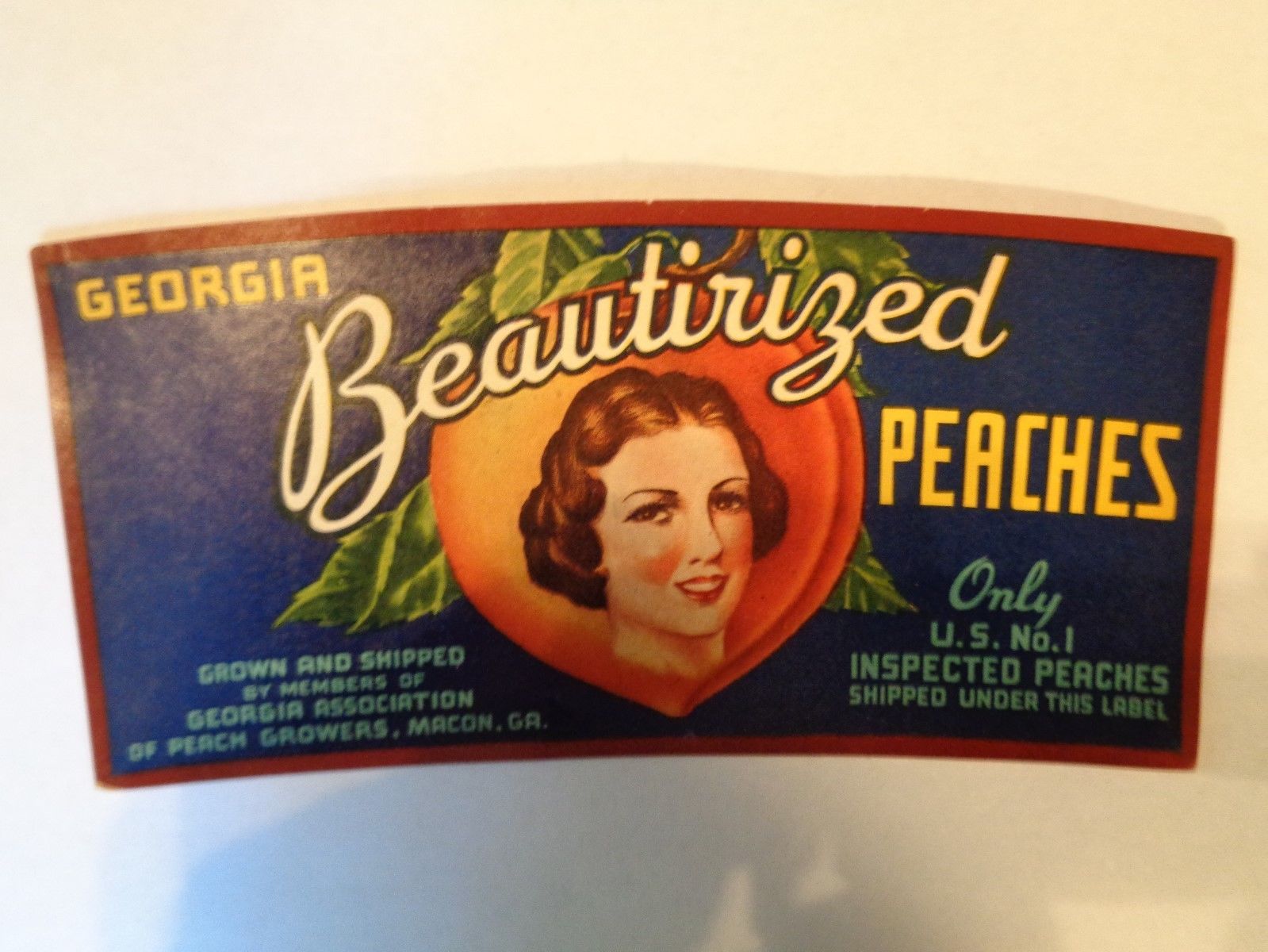 EARLY BEAUTIRIZED PEACHES LABEL ,MACON, GA. Antique Price