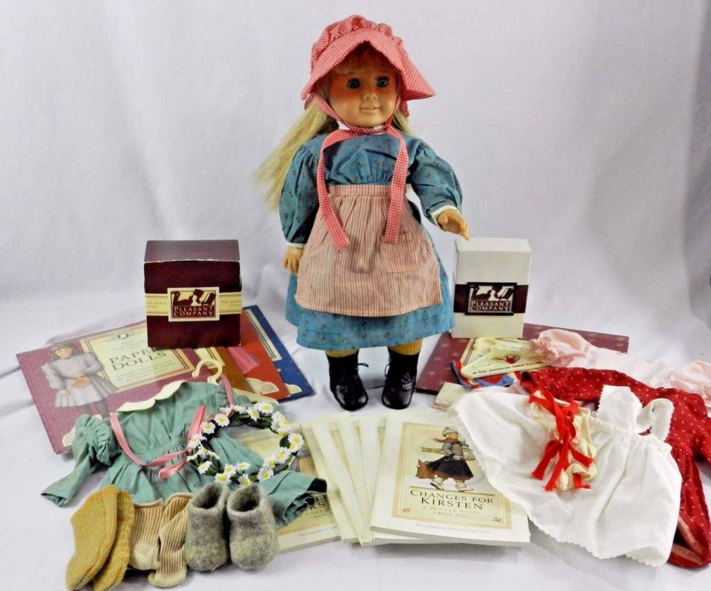 Vintage American Girl Doll Kirsten Pleasant Company W Clothes Books Paper Dolls Antique