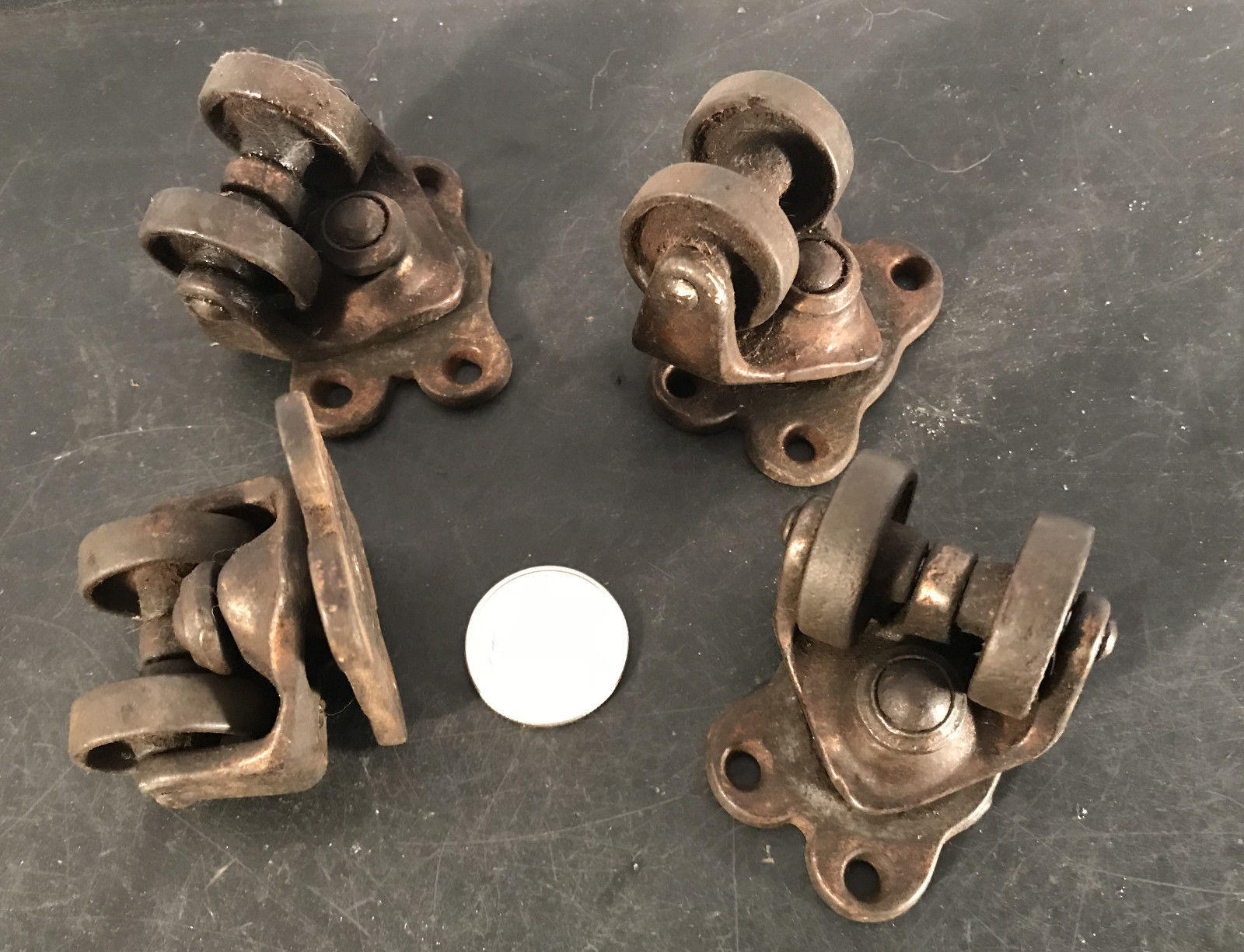 Set 4 antique Victorian cast iron rotating furniture casters PAT 1877 Antique Price Guide
