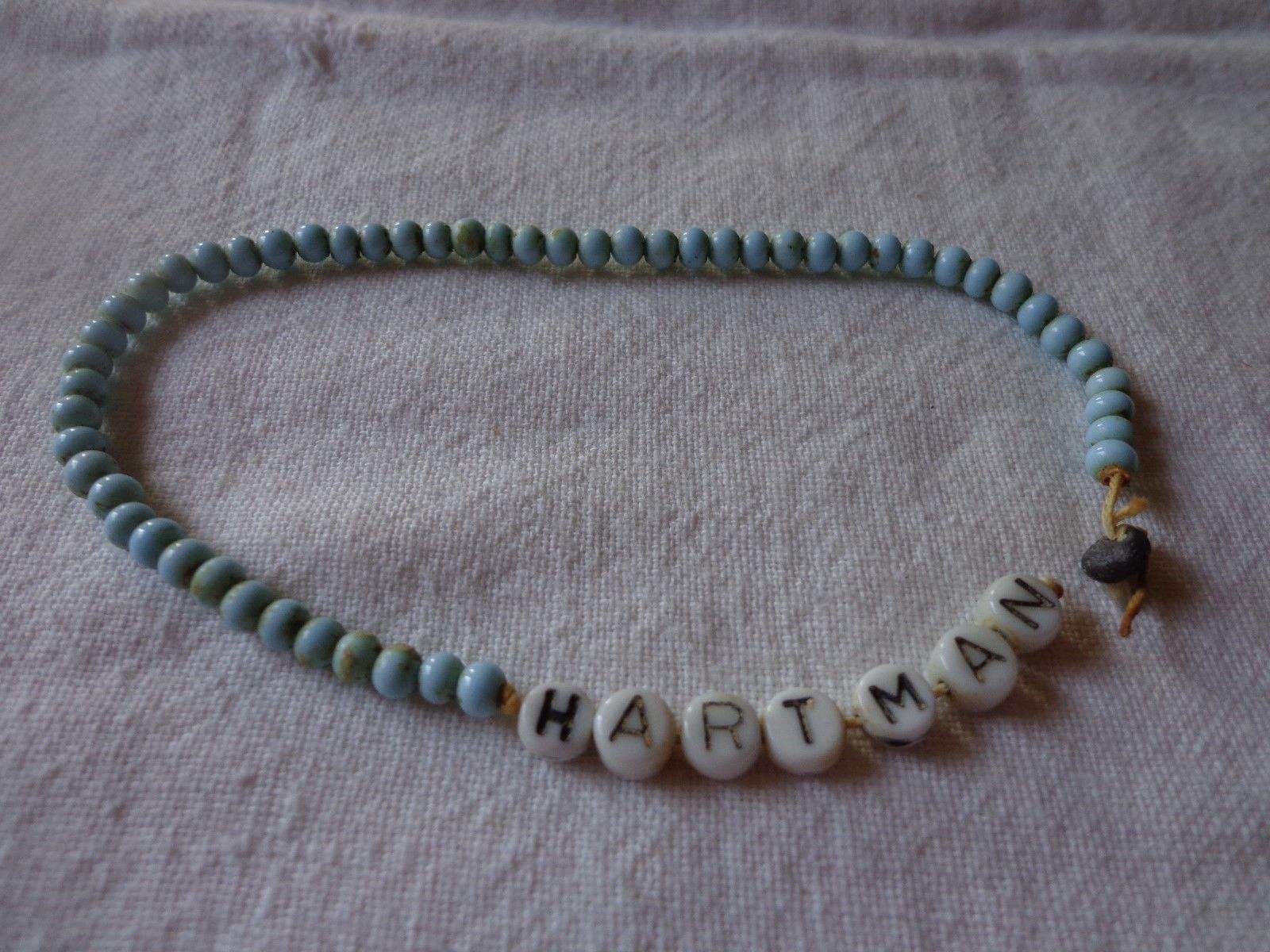 Vintage Mother Baby Hospital ID Bracelet Blue Milk Glass HARTMAN