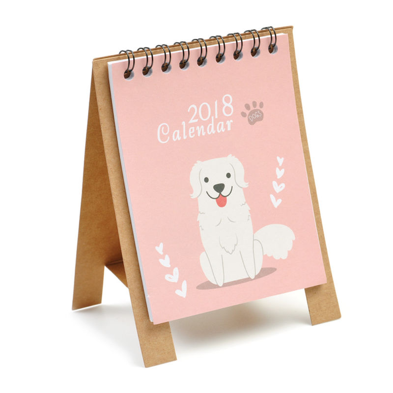 Lovely Puppy Pattern Desk Desktop Calendar Flip Stand Table Office