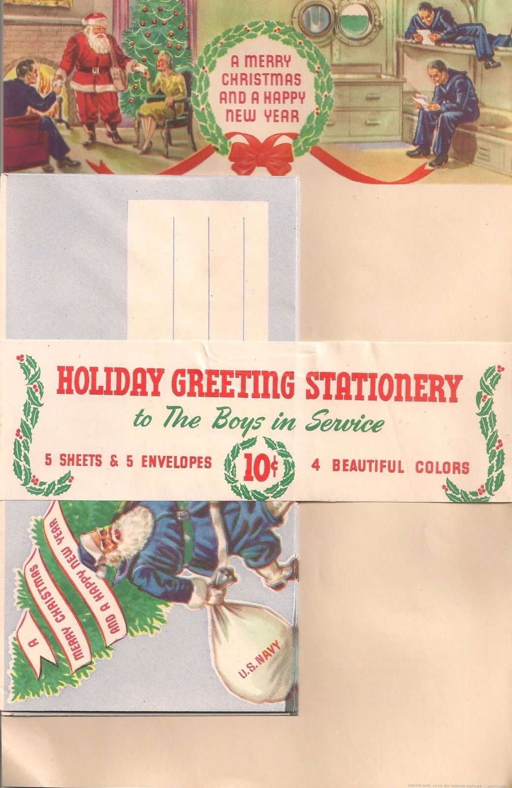 original christmas stationery envelopes u s navy 1943