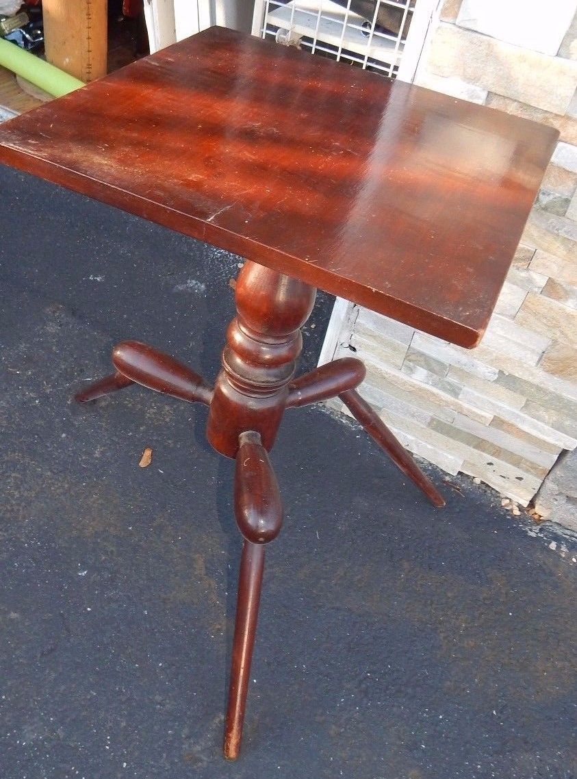 antique sewing table spider leg primitive vintage wooden needlepoint