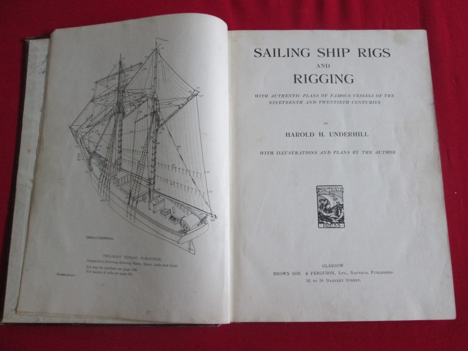 SAILING SHIP RIGS AND RIGGING BY HAROLD H UNDERHILL 1945 HB BOOK