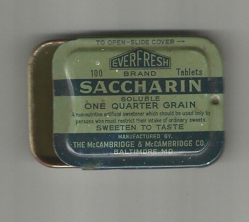 EVER FRESH SACCHARIN in An Aspirin Tin Type for a 12 Tablet Size Slide