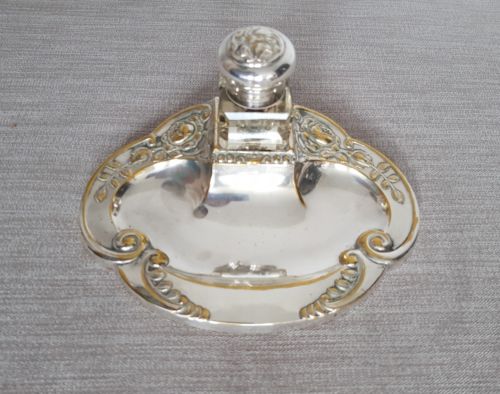 Art Nouveau Inkwell Danish Silver Plate Inkwell - c1910 - DFA mark ...