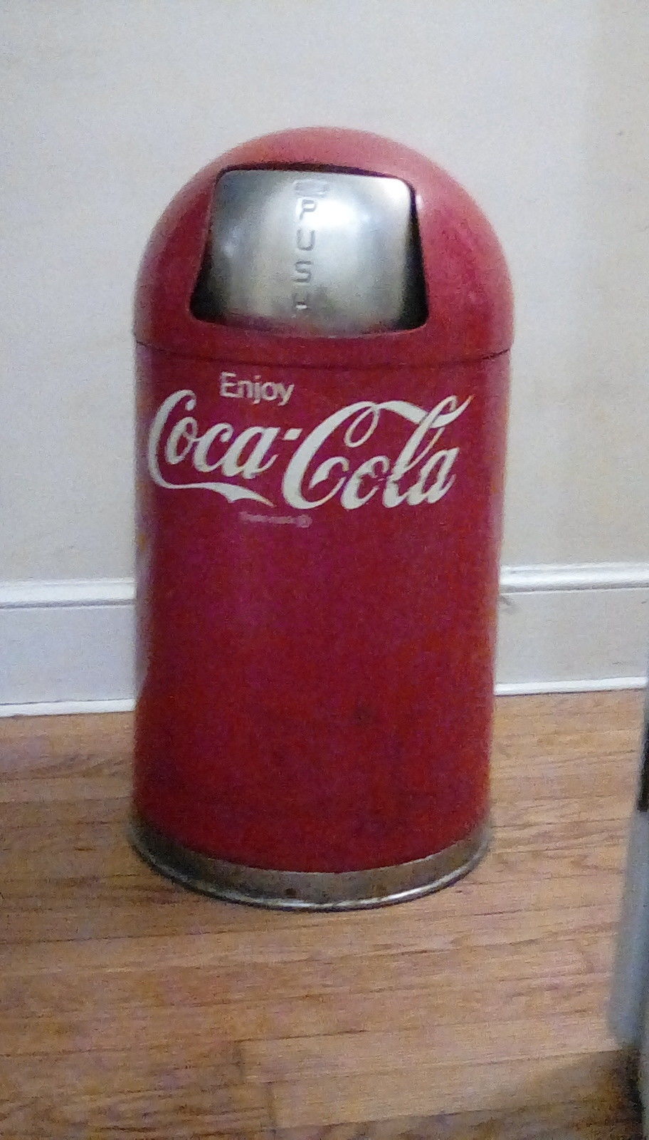 Vintage Coca Cola Coke Bullet Trash Can Antique Price Guide Details Page Large sized trash can, constructed with heavy steel and a plastic removable liner, make a great addition to your garage. vintage coca cola coke bullet trash can