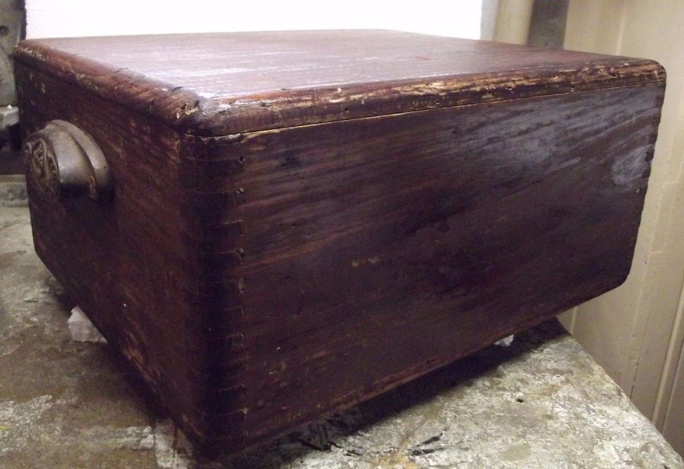 Antique Vintage Wood Step Stool Rustic Primitive Vintage wood box stool