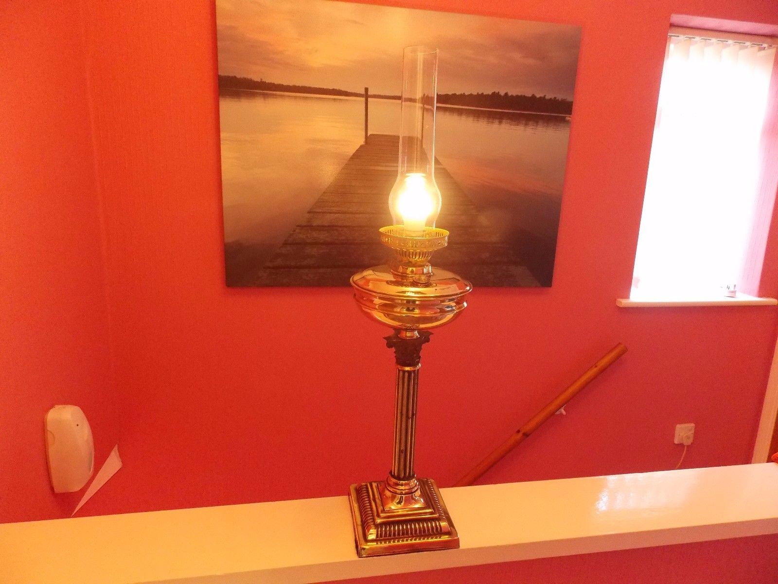 TALL BRASS OIL LAMP CONVERTED TO ELECTRIC Antique Price Guide
