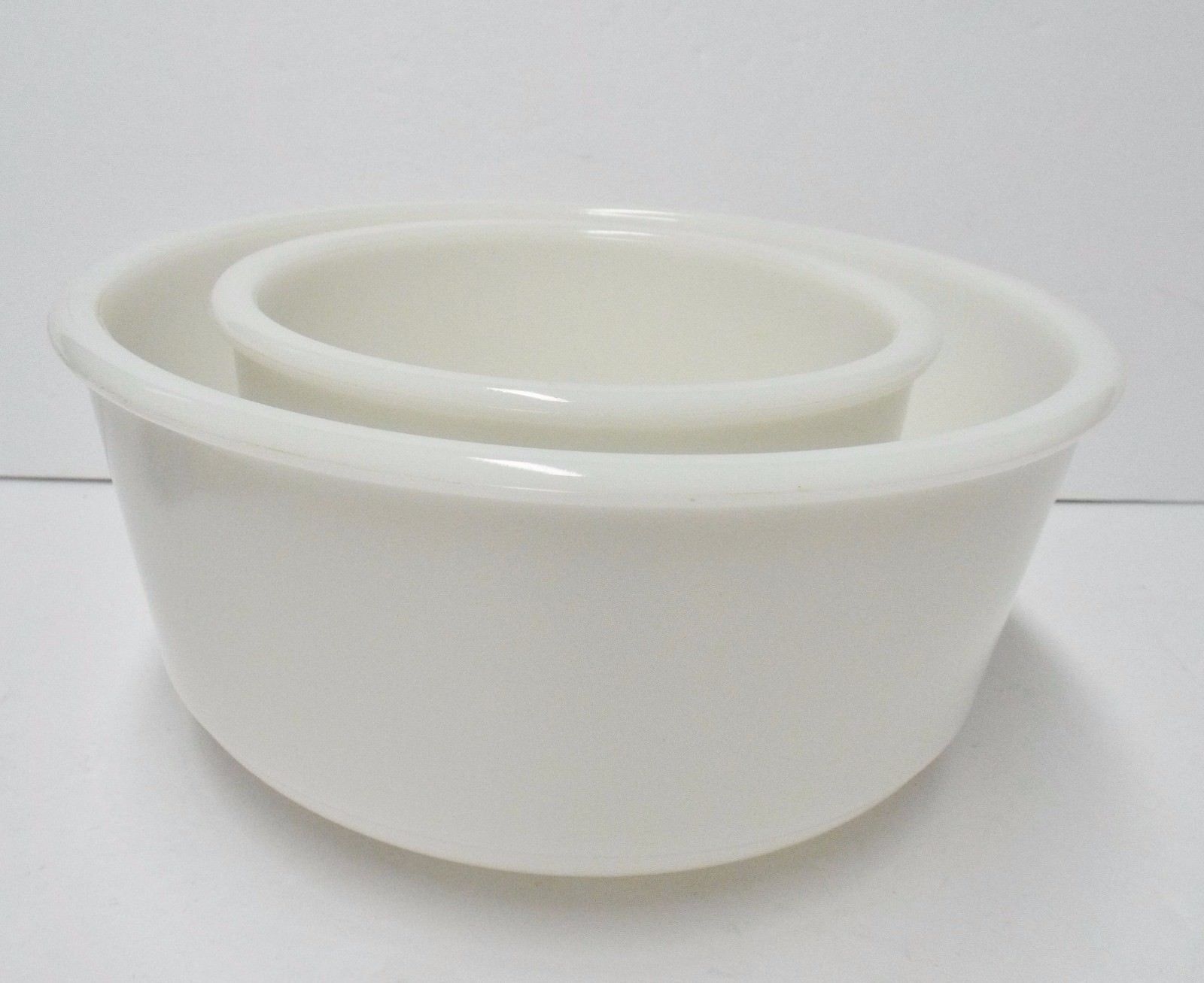2 Vintage Dormeyer Milk Glass Mixing Bowls for Stand Mixer, 9" and 6