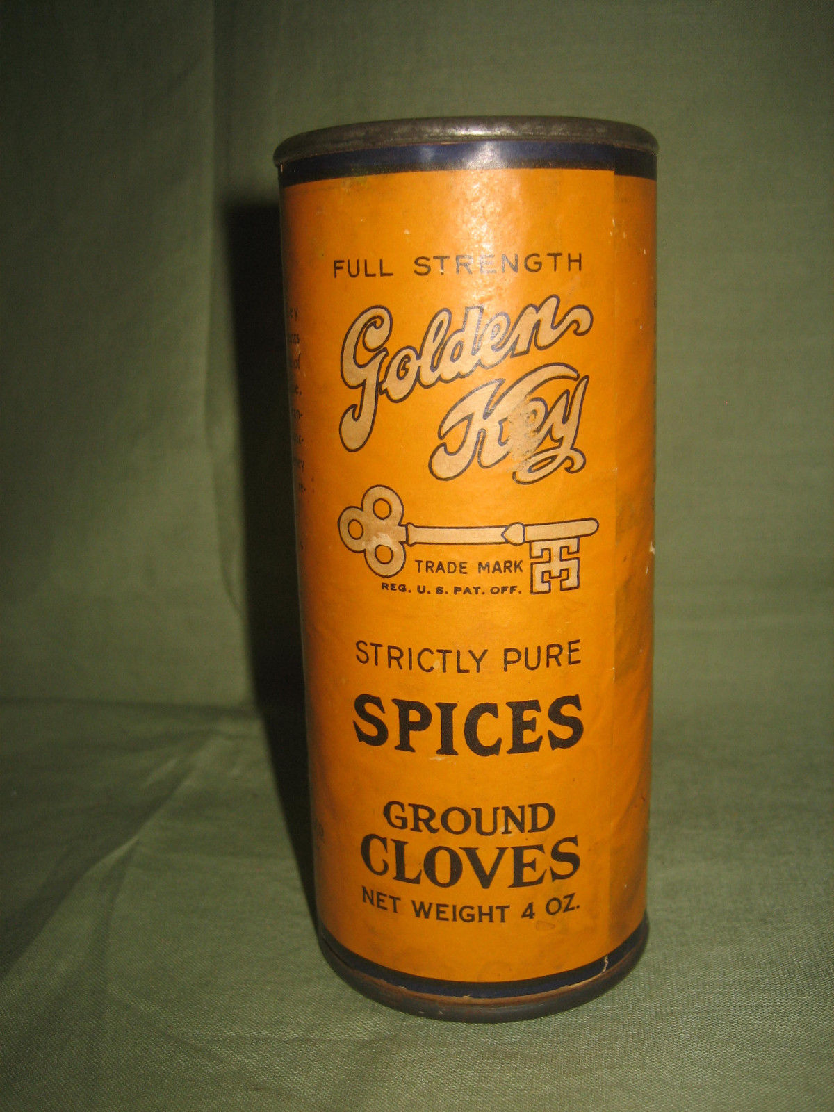 vintage Golden Key spices ground cloves container Antique Price