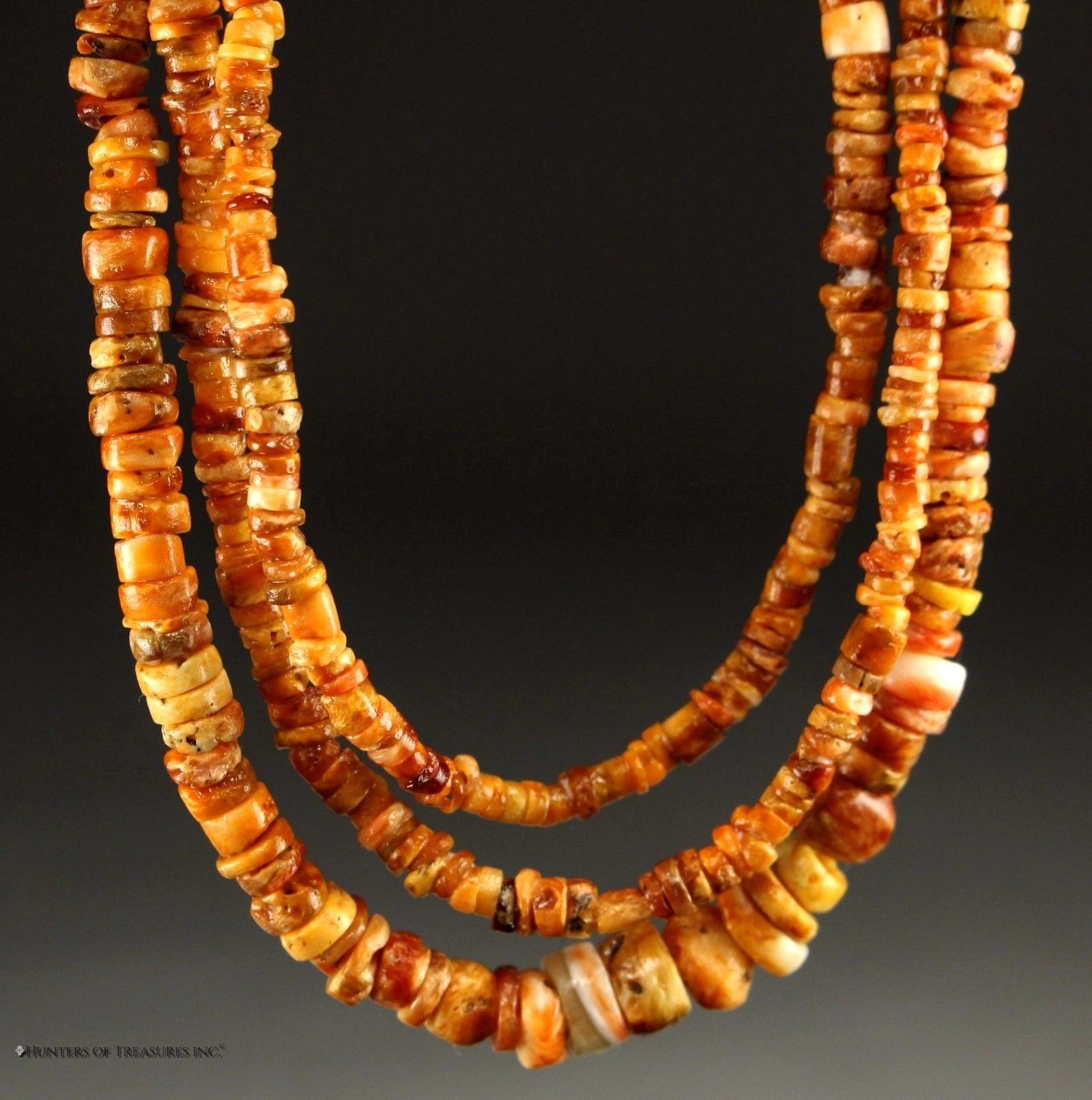185) Ancient Pre Columbian Moche or Chimu Orange Spondyllus Beads ...