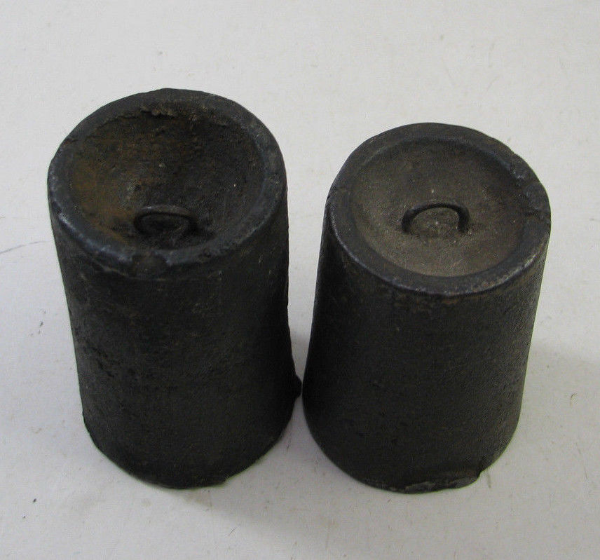 PAIR OF ANTIQUE OG WOODEN WORKS WEIGHT DRIVEN CLOCK WEIGHTS PARTS