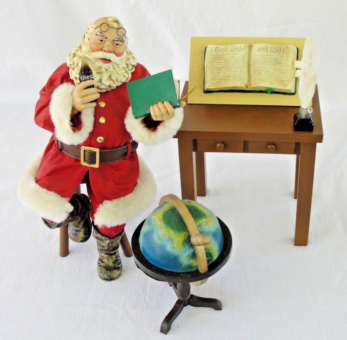 Coca Cola Santa With Globe Kurt S. Adler Fabriche 9" Figurine Preowned
