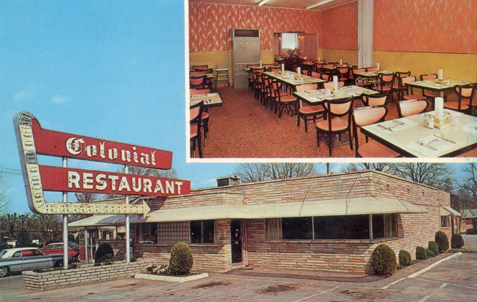LaFollette Tennessee TN, vintage postcard, Colonial Restaurant, classic