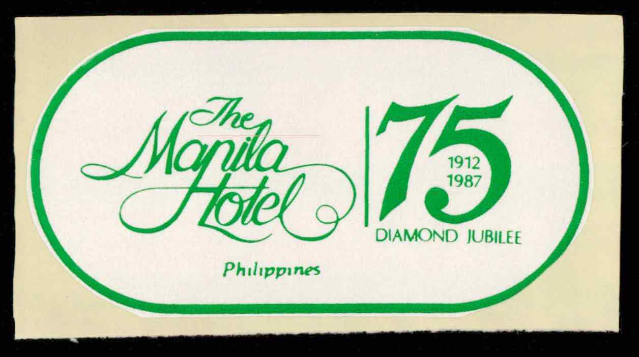 MANILA Hotel old luggage label MANILA Philippines Asia sticker