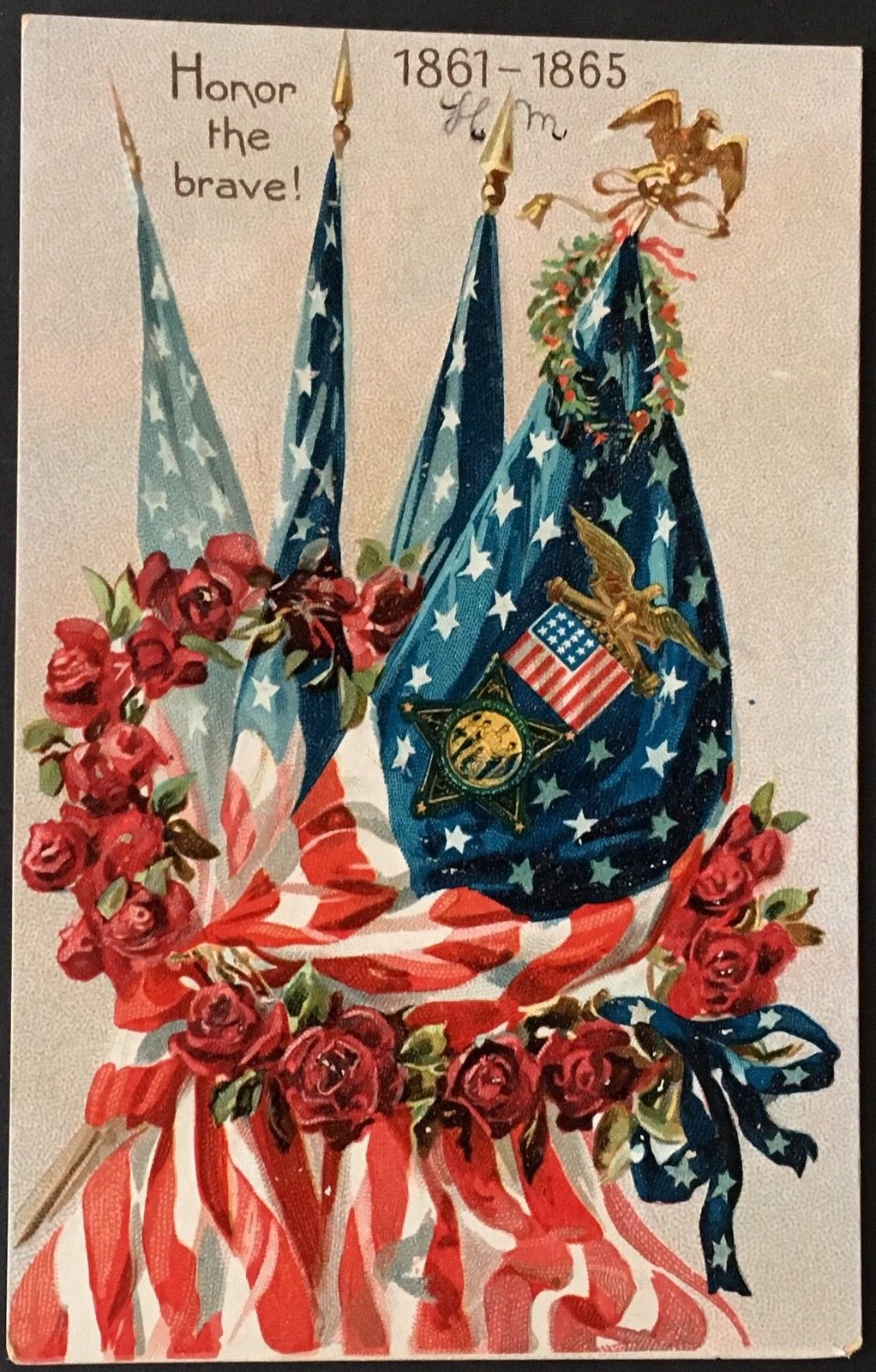 Tuck Decoration Day Civil War Memorial US Flags Medal Wrapped With