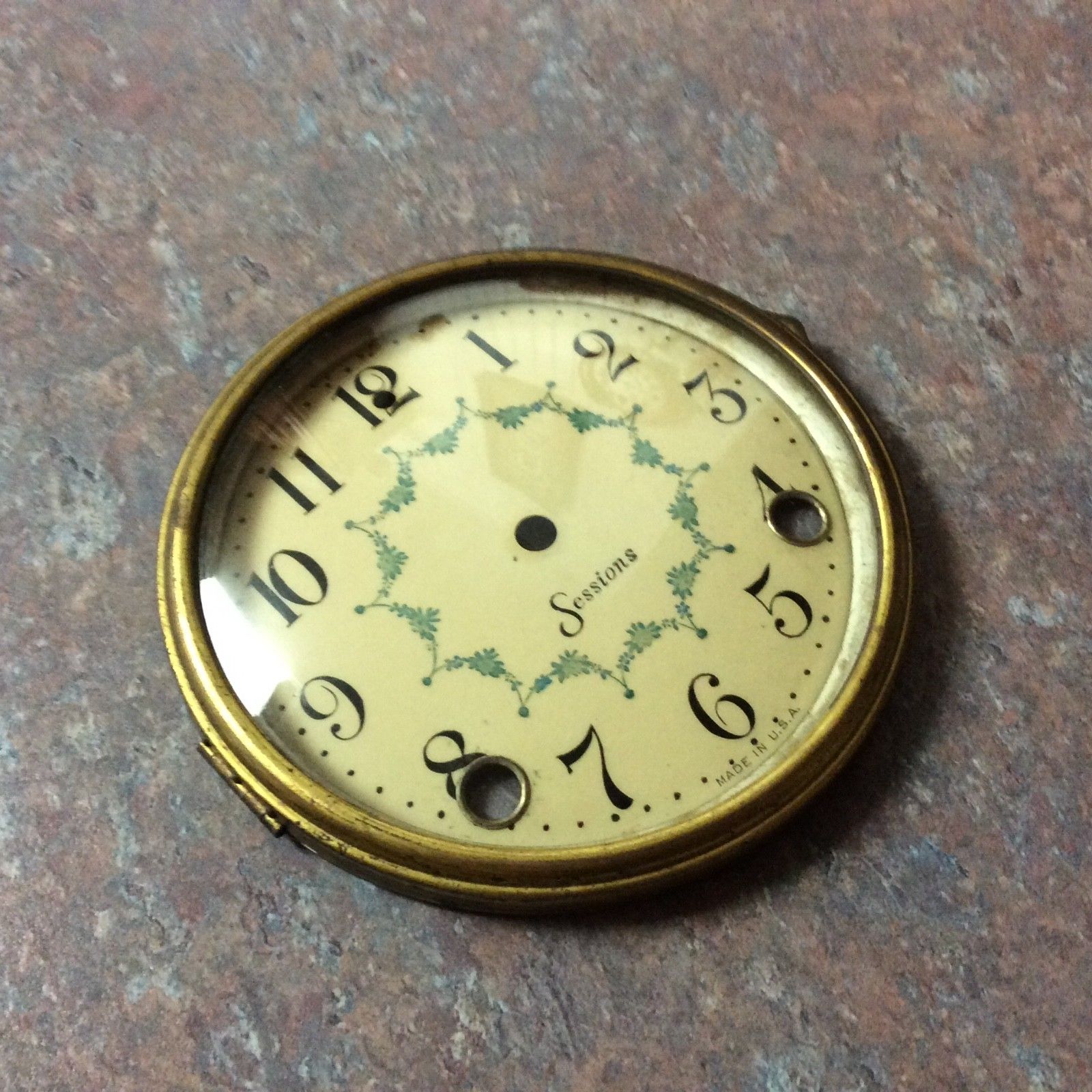 Nice â€œOriginalâ€ Antique Session Mantel Clock Bezel, Dial & Glass