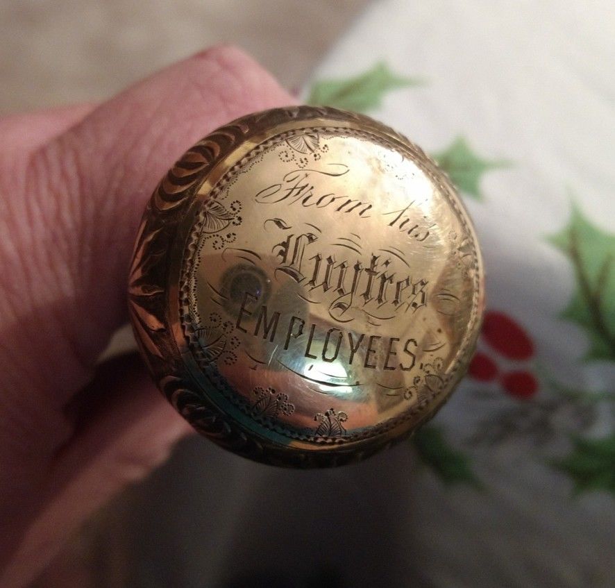 1880 Presentation Cane for Dr. Herman Luyties Gold Cap St Louis 1st ...