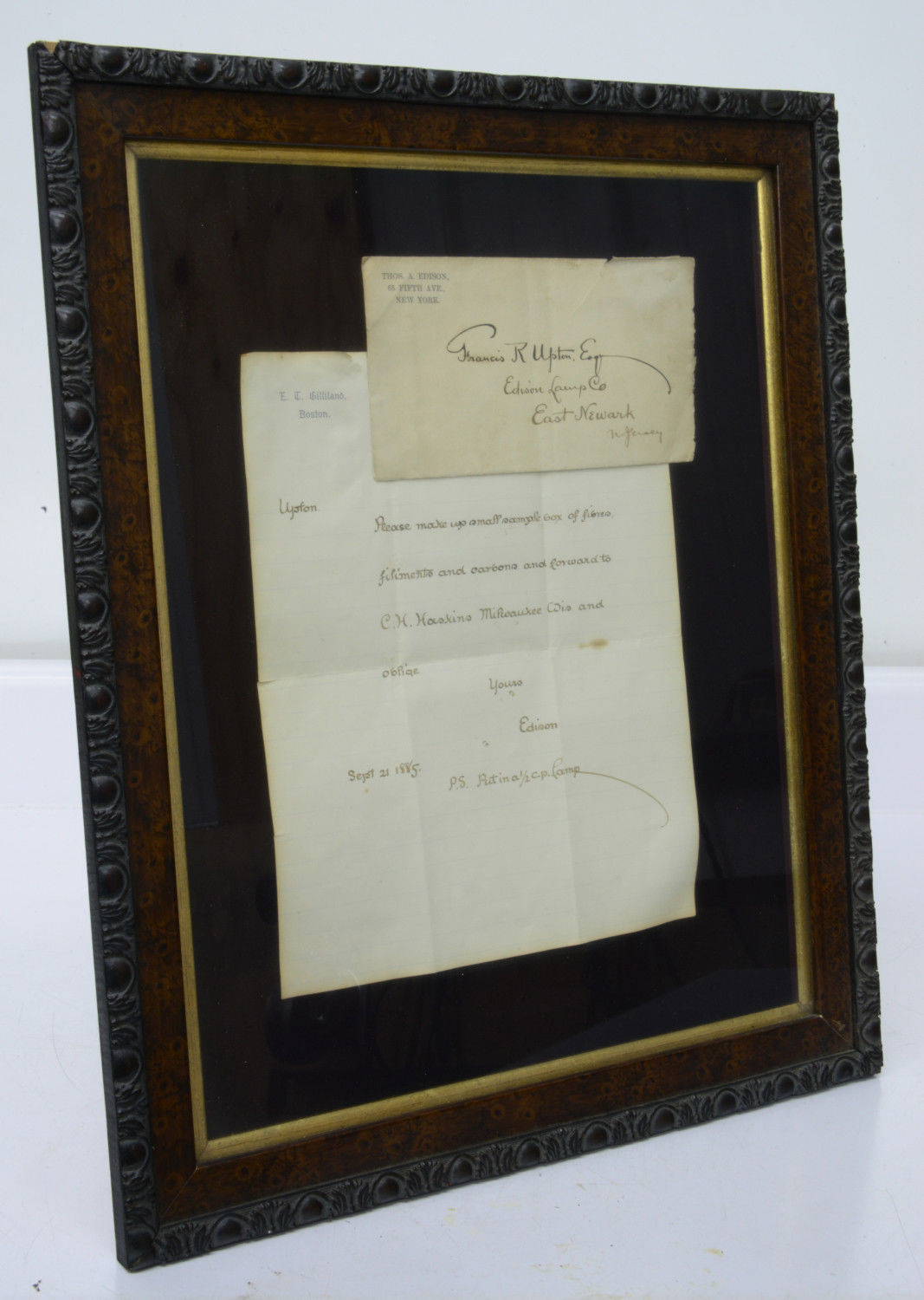 1885 Thomas A Edison Signed Letter Autograph Light Bulb Lamp subject ...