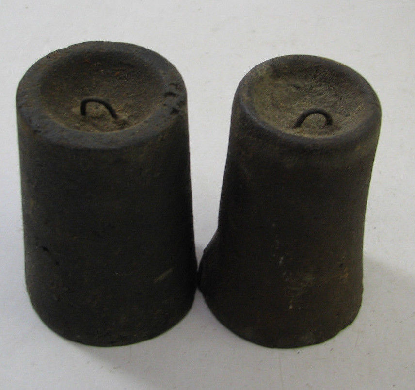 PAIR OF ANTIQUE OG WOODEN WORKS WEIGHT DRIVEN CLOCK WEIGHTS PARTS