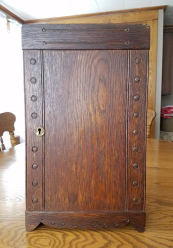Antique Eastlake Victorian Oak Wall Medicine Cabinet Dark Chestnut