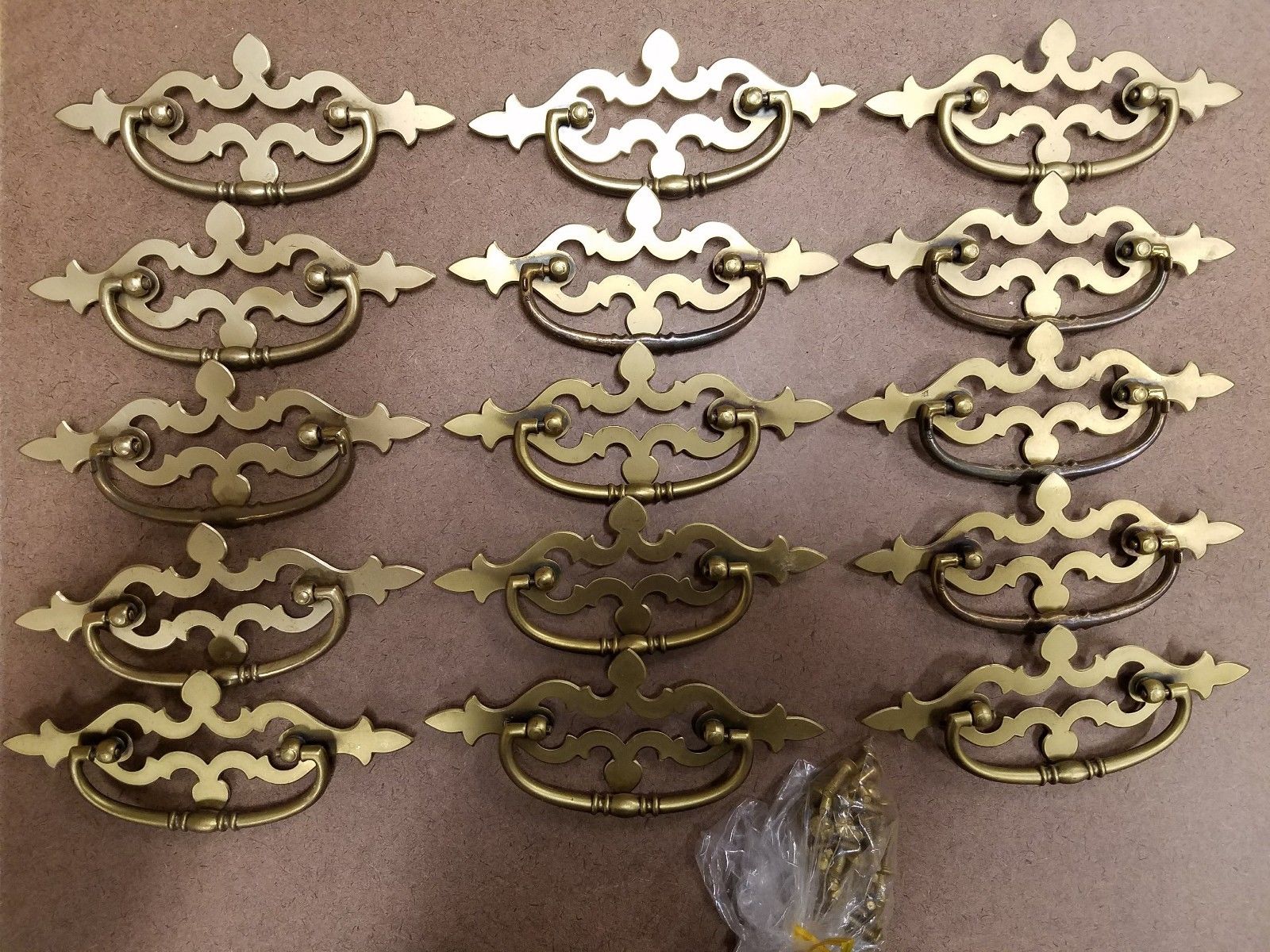 HUGE VTG Hardware Lot 15pc Drawer Pulls Salvage Handle Drawers Handles