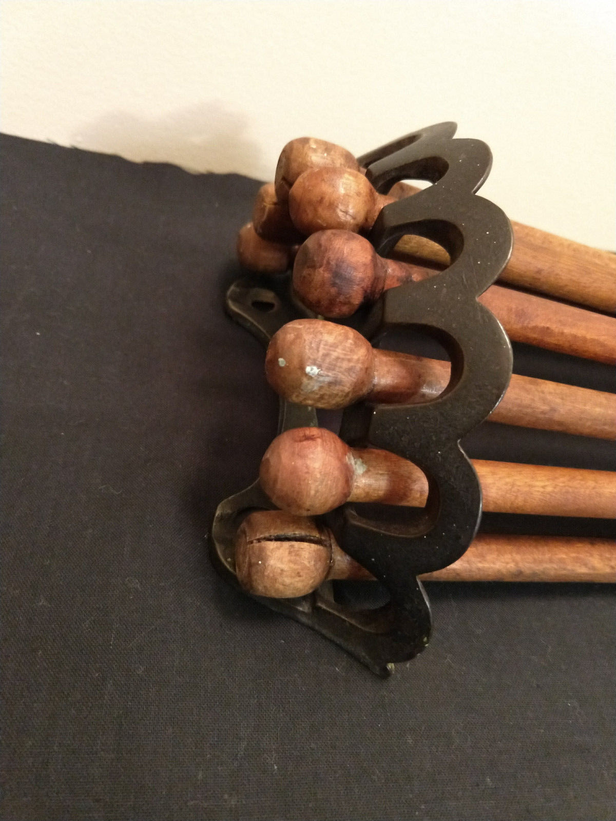 Hanging Vintage Antique Drying Rack Iron Wood Poles Fan Out Country