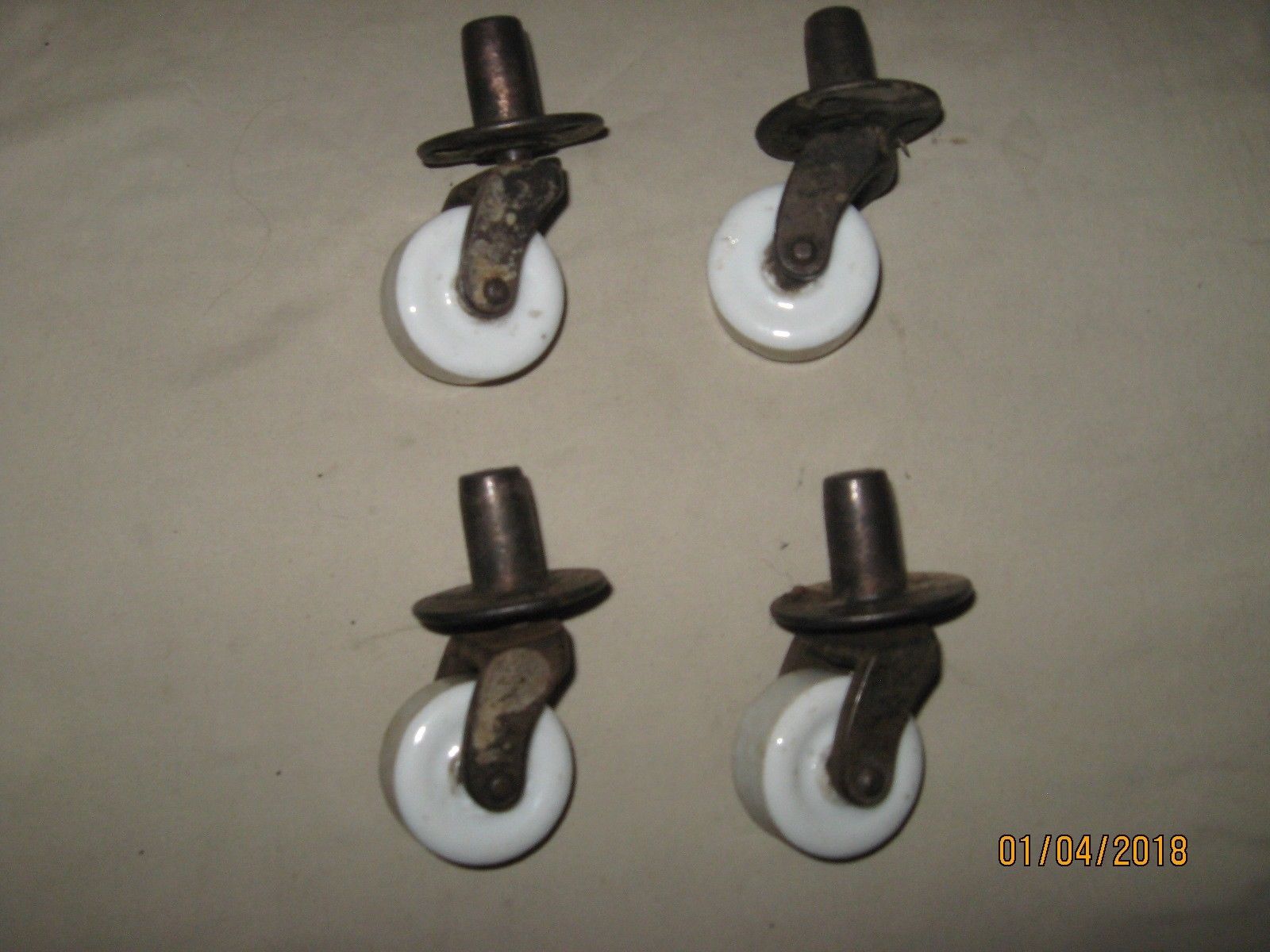 Vintage Antique Porcelain Furniture or Bed Casters Wheels Antique