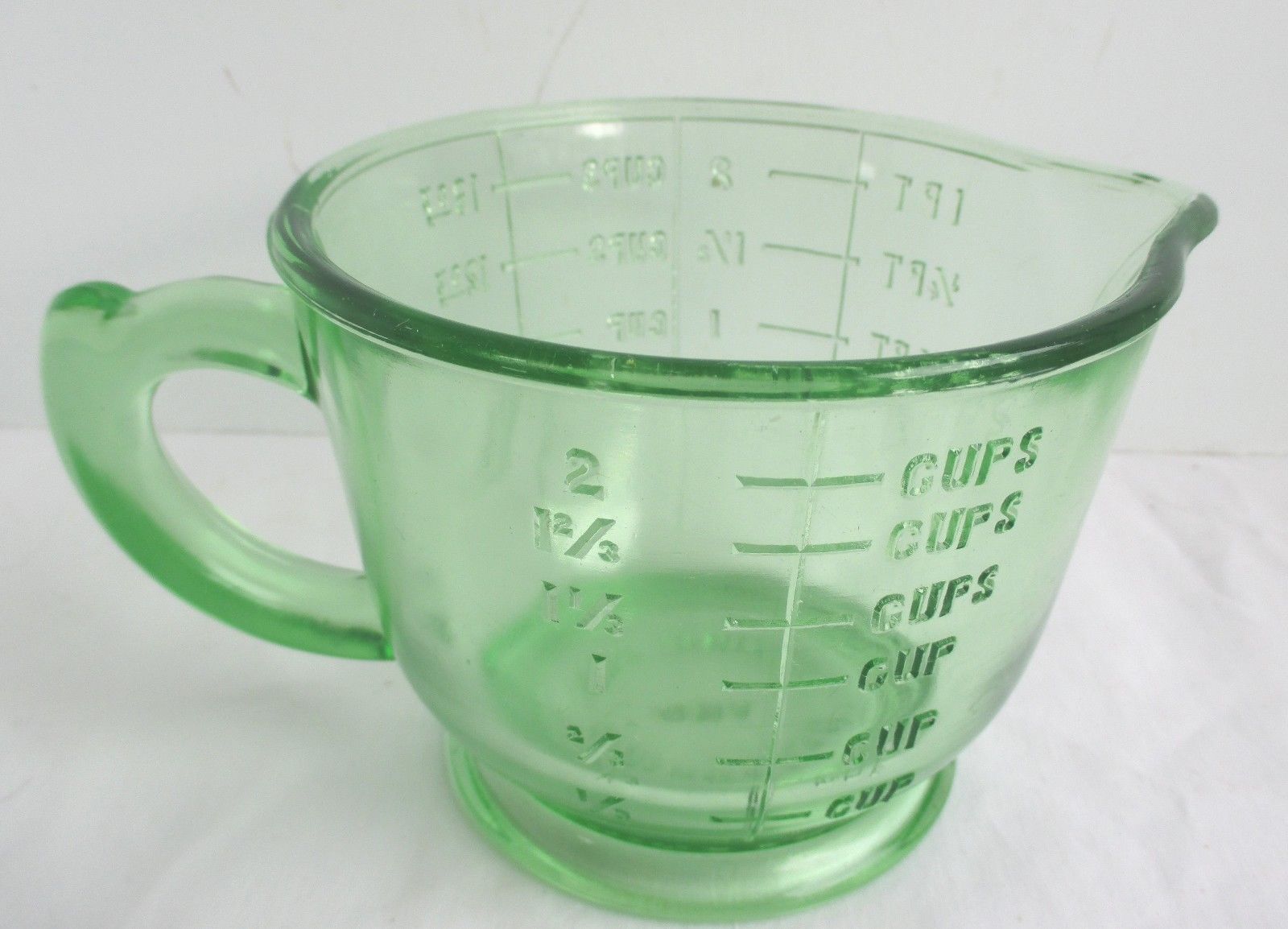 Rare Vintage Green Depression Glass Vaseline Uranium Measuring Mixing 2